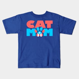 Puerto Rico Cat Mom Flag Pet Paw Boricua Kids T-Shirt